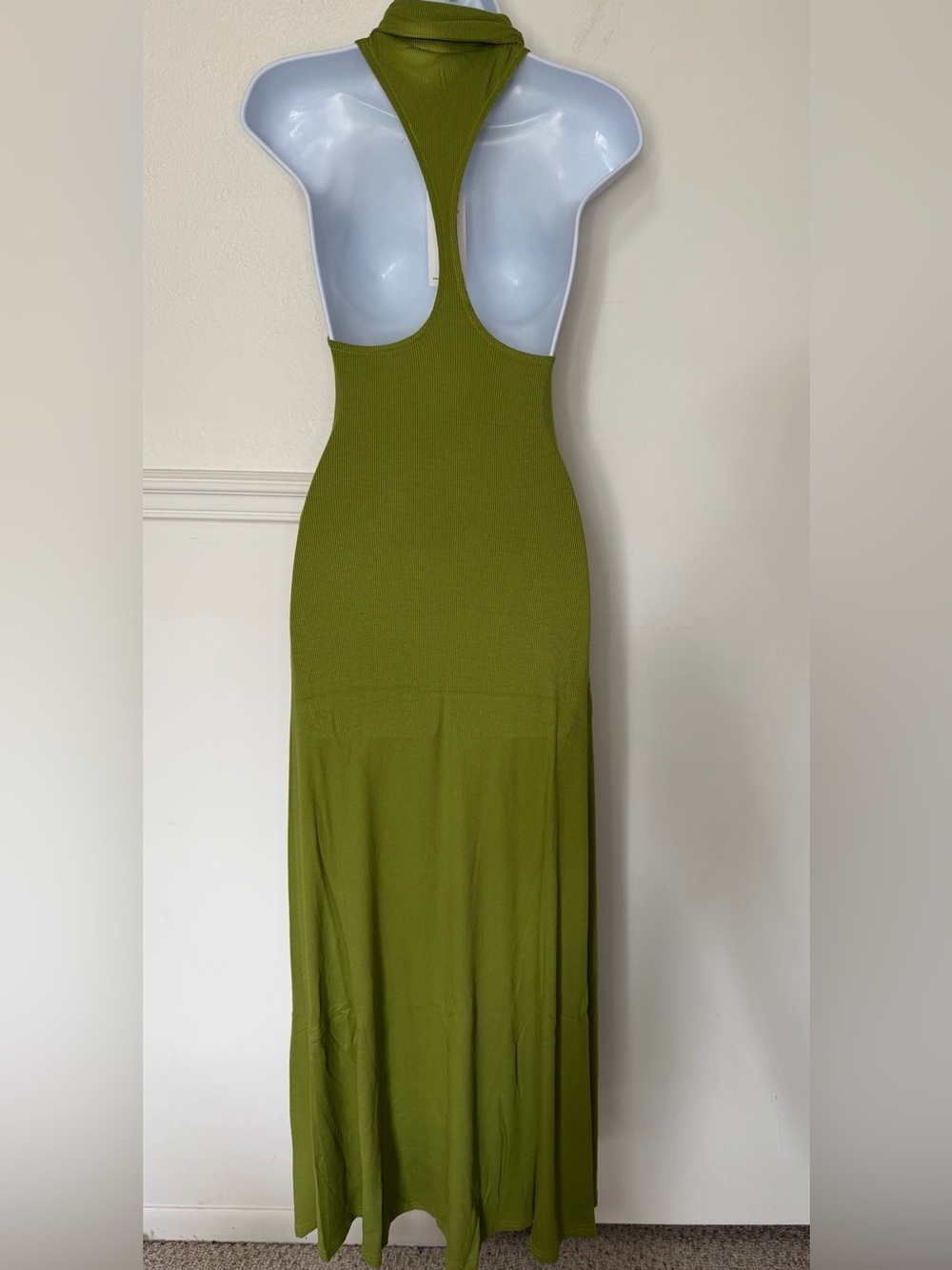 Riot Swim Maeve Maxi Dress Olive Green Sleeveless Turtleneck Maxi Dress NWT - Picture 3 of 5